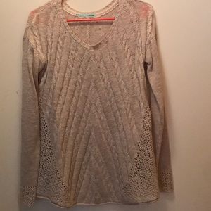 Cream, long sleeved sweater. Size Medium